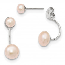 Quality Gold Sterling Silver Pink Freshwater Cutured Pearl Dangle Earrings - QE12888PP