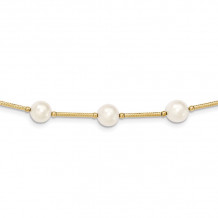 Quality Gold 14k White Near Round FW Cultured Pearl Polished Fancy Bracelet - PR24-7