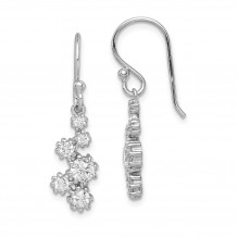 Quality Gold Sterling Silver Rhodium-plated   CZ Post Dangle Earrings - QE12315