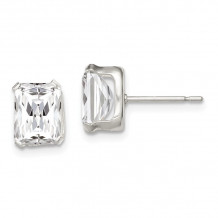 Quality Gold Sterling Silver 8x6 Basket Set CZ Stud Earrings - QE7558