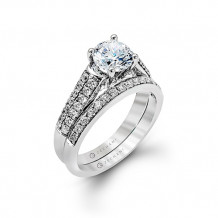 Zeghani 14k White Gold Diamond Engagement Ring