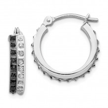 Quality Gold 14k White Gold Diamond Fascination Diamond Round Hinged Hoop Earrings - DF253