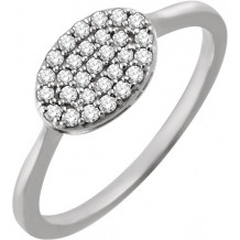 14K White 1/5 CTW Diamond Oval Cluster Ring - 65183360001P