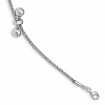 Quality Gold Sterling Silver RH-plated Diamond-Cut  .75in ext. 2-Bead Bracelet - QG4939-7