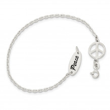 Quality Gold Sterling Silver Polished Enamel Peace Sign Bracelet - QG3626-7.5