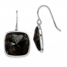 Quality Gold Sterling Silver Rhodium-plated Black Rutilated Quartz Dangle Earrings - QE15319