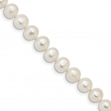 Quality Gold Sterling Silver Rhodium  7-8mm White Freshwater Cultured Pearl Bracelet - QH4778-7.25