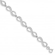 Quality Gold Sterling Silver Rhodium Plated CZ Infinity Bracelet - QG4877-7