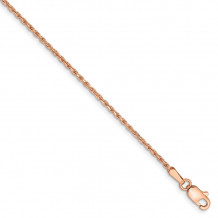 Quality Gold 14k Rose Gold 1.5mm Diamond-cut Rope Chain Anklet - R012-10