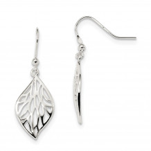 Quality Gold Sterling Silver Rhodium-plated Leaf Polished Dangle Earrings - QE13564