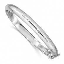 Quality Gold Sterling Silver Rhodium-plated 7mm  Hinged Bangle Bracelet - QB38