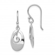 Quality Gold Sterling Silver Rhodium-plated Polished Oval Dangle Shepherd Hook Earrings - QE11987