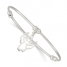 Quality Gold Sterling Silver Bead  Angel Stretch Bangle Bracelet - QB464