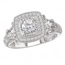 14k White Gold Halo Complete Diamond Engagement Ring