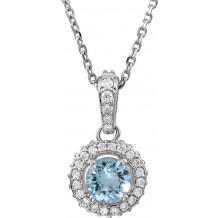 14K White Aquamarine & 1/5 CTW Diamond 18 Necklace - 6860170003P