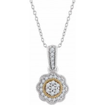 14K White & Yellow 1/6 CTW Diamond Halo-Style 16-18 Necklace - 65265760000P