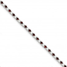 Quality Gold Sterling Silver 7inch Red and White CZ Bracelet - QX439CZ