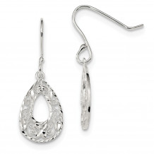 Quality Gold Sterling Silver Polish &  Teardrop Dangle Shepherd Hook Earrings - QE13048