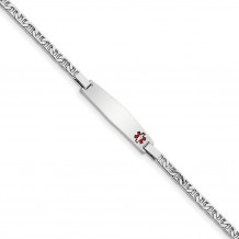 Quality Gold Sterling Silver Rhod-plated Children's Medical ID Bracelet  Anchor - XSM55-6