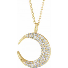 14K Yellow 1/3 CTW Diamond Crescent Moon 16-18 Necklace - 86692601P