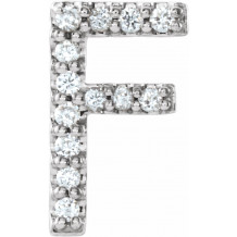 14K White .05 CTW Diamond Single Initial F Earring - 867976025P