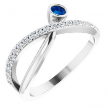 14K White Blue Sapphire & 1/5 CTW Diamond Ring - 72072613P