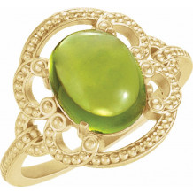 14K Yellow Peridot Granulated Design Ring - 71565108P