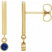 14K Yellow Blue Sapphire Bar Earrings - 869066025P