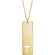 14K Yellow Pierced Cross Engravable Bar 16-18 Necklace - 867581005P