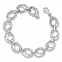 Quality Gold Sterling Silver Polished And Textured Link Bracelet - QG3877-8