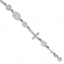 Quality Gold Sterling Silver Religious Charm with 1in ext Bracelet - QG4832-6.5