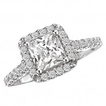 14k White Gold Halo Semi-Mount Diamond Engagement Ring