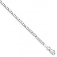 Quality Gold 14k White Gold 2.25mm Flat Figaro Chain Anklet - WFIG060-10