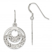 Quality Gold Sterling Silver Diamond Cut Circle Dangle Earrings - QE8992