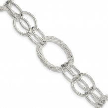 Quality Gold Sterling Silver Polished And Diamond Cut Link Bracelet - QG3747-8