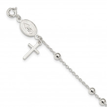 Quality Gold Sterling Silver Polished 7.5 inch Rosary Bracelet - QG4255-7.5