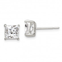 Quality Gold Sterling Silver 6mm Princess Basket Set CZ Stud Earrings - QE3153