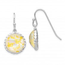 Quality Gold Sterling Silver Rhodium-plated Round Mother Of Pearl Dangle Earrings - QE14279