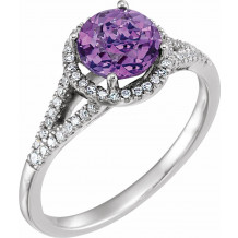 14K White Amethyst & 1/5 CTW Diamond Ring - 65130070002P