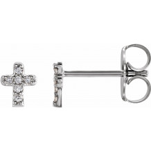 14K White .06 CTW Diamond Youth Cross Earrings - 65358160000P