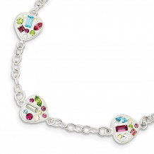 Quality Gold Sterling Silver Stellux Multi Color Crystal Heart Bracelet - QG3457-7.5