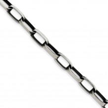 Quality Gold Sterling Silver 8mm Antiqued Oval Link Bracelet - QFC140-8.5