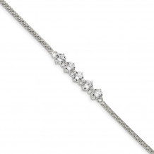 Quality Gold Sterling Silver CZ 7.5in 5-stone Bracelet - QX957CZ