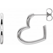 14K White Heart Hoop Earrings - 87040600P