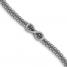 Quality Gold Sterling Silver Rhodium Plated CZ Double Strand Infinity Bracelet - QG4509-7.5