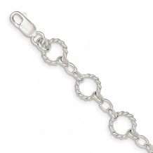 Quality Gold Sterling Silver Twist Circle Link Bracelet - QG1527-7.25