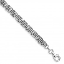 Quality Gold Sterling Silver Rhodium-plated Fancy Woven Bracelet - QG4846-7.5