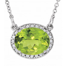 14K White Peridot &.05 CTW Diamond 16.5 Necklace - 8590370018P