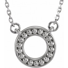 14K White Beaded Circle 16-18 Necklace - 865686000P