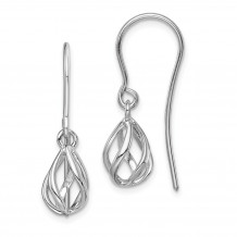 Quality Gold Sterling Silver Rhodium-plated Polished Teardrop Cage Dangle Earrings - QE15331